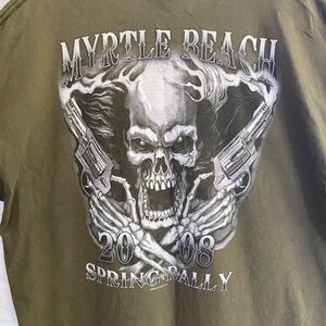 Myrtle Beach 2008 Spring Rally Army Green TENNESEE RIVER Tee Mens XL Gray Skull